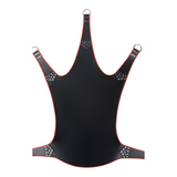 Sling Leder mit roter Paspel und 5 Punkten Schwarz 113 cm