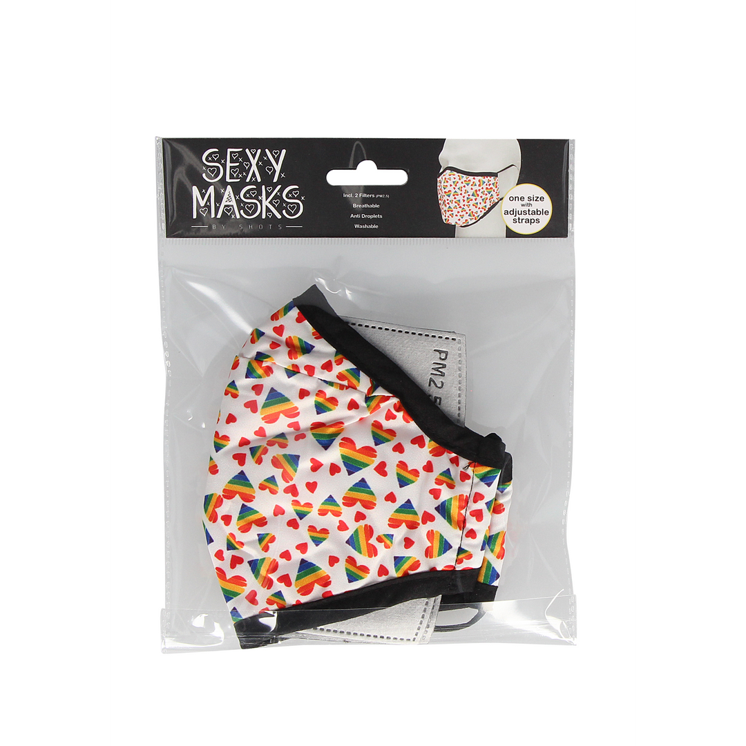 Maske Herzen-Design Multicolor 25 cm