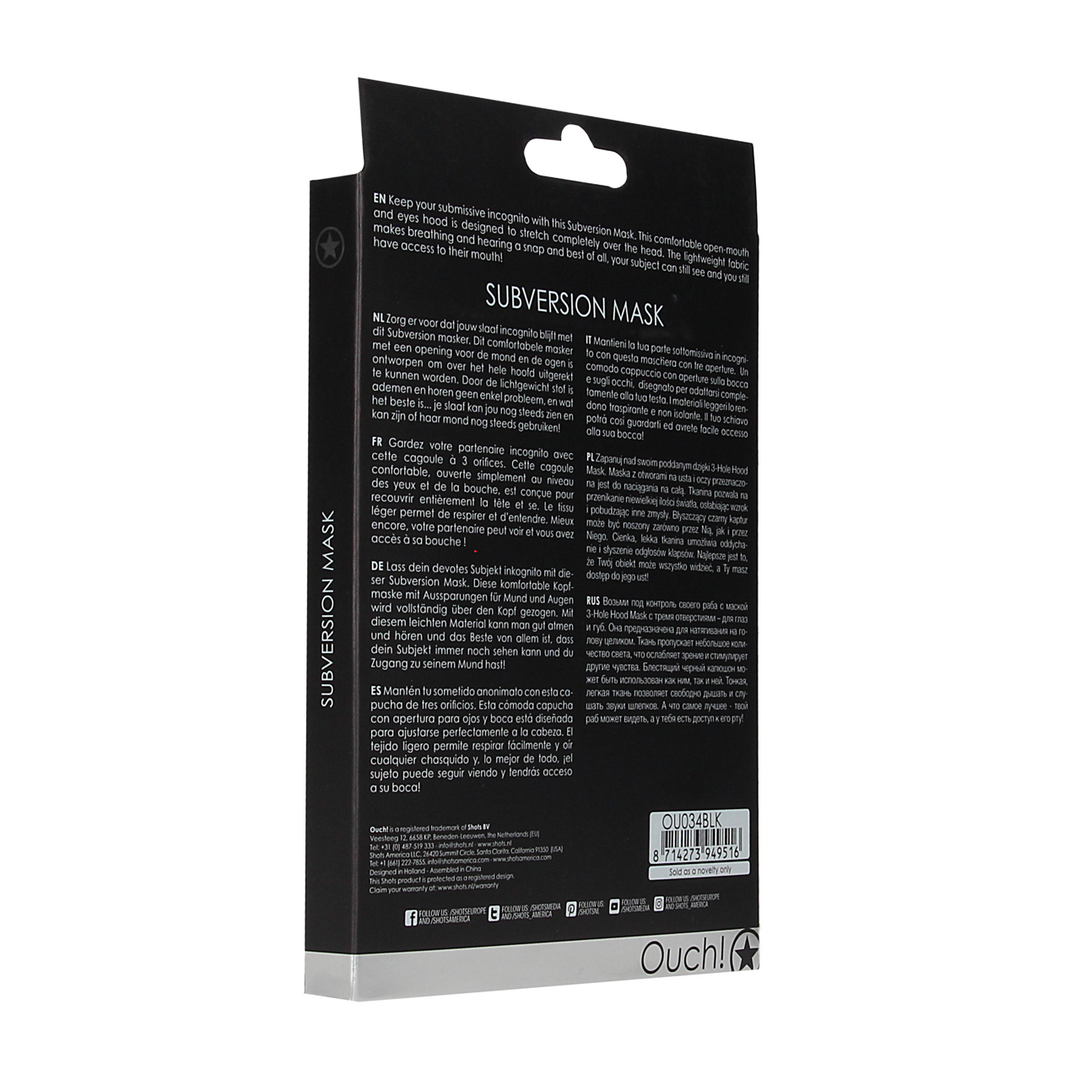 Maske Subversion Schwarz 39,5 cm