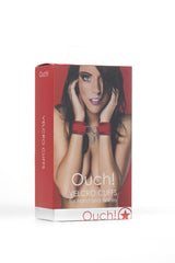 Handfesseln Ouch! mit Klettverschluss und Plüschfutter Rot – Ansicht 2