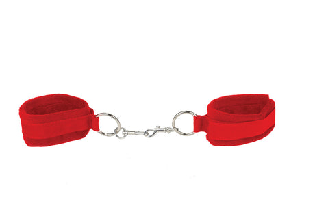Handfesseln Ouch! mit Klettverschluss und Plüschfutter Rot
