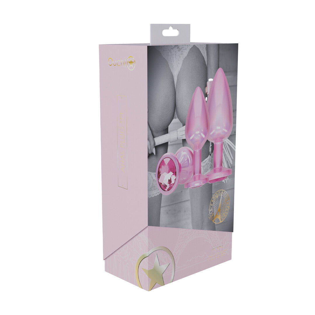 Analplug-Set Paris Metall Pink 3,4 x Ø 3,4 cm