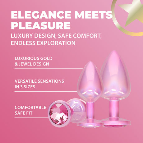 Analplug-Set Paris Metall Pink 3,4 x Ø 3,4 cm