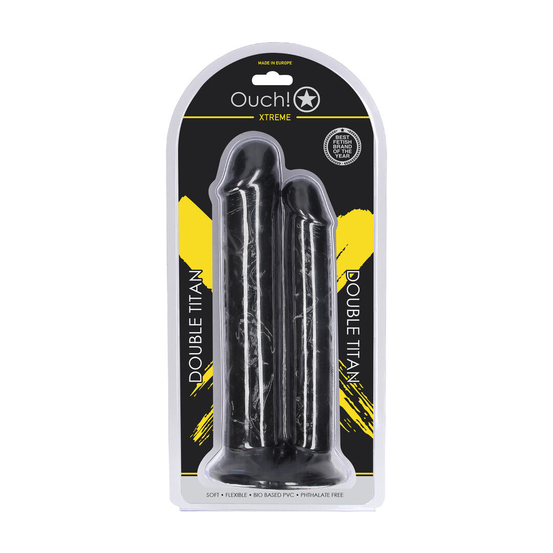 Doppeldildo Double Titan realistisch Schwarz 24,5 x Ø 8,9 cm