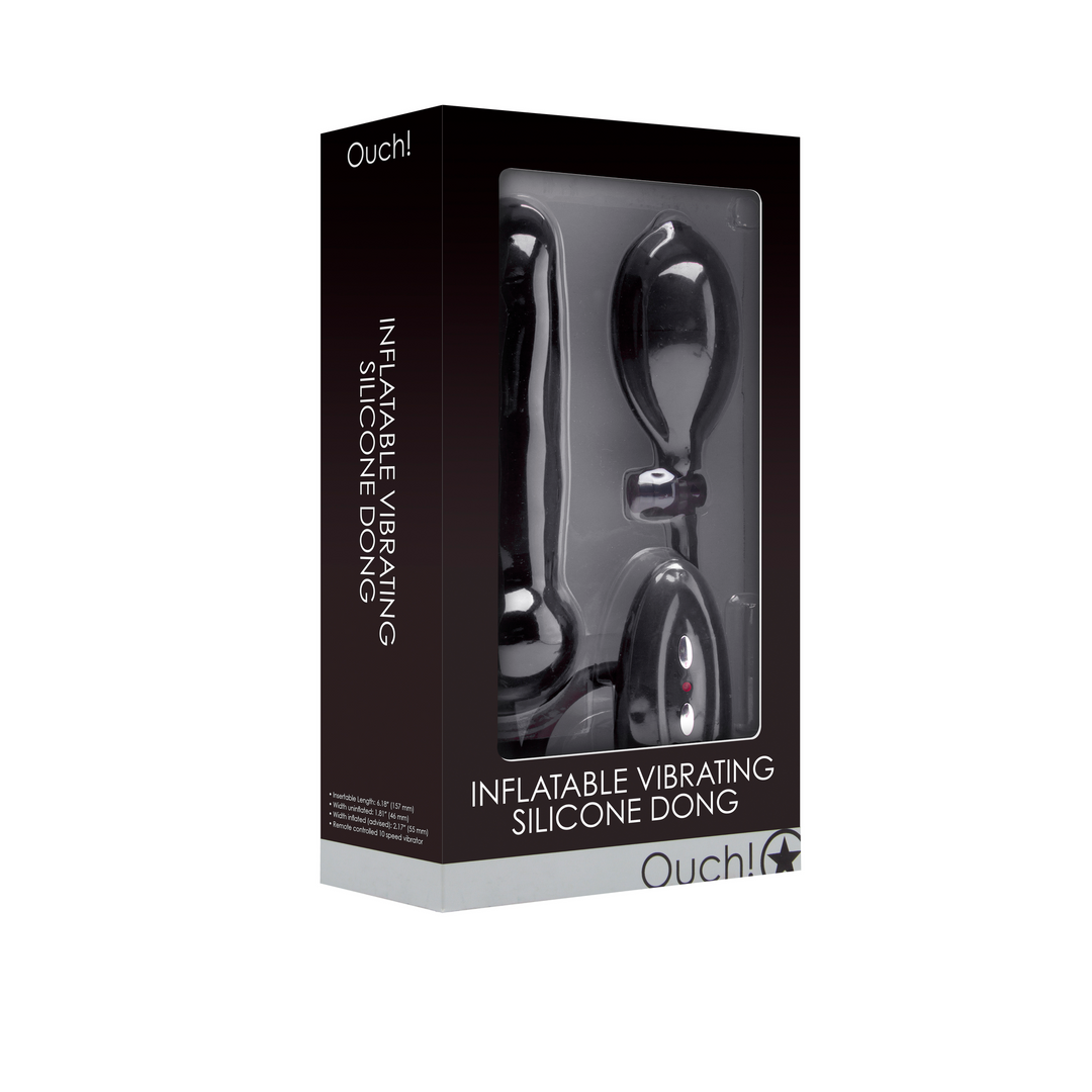Dildo aufblasbar mit Vibration Silikon Schwarz Ø 4,6 cm