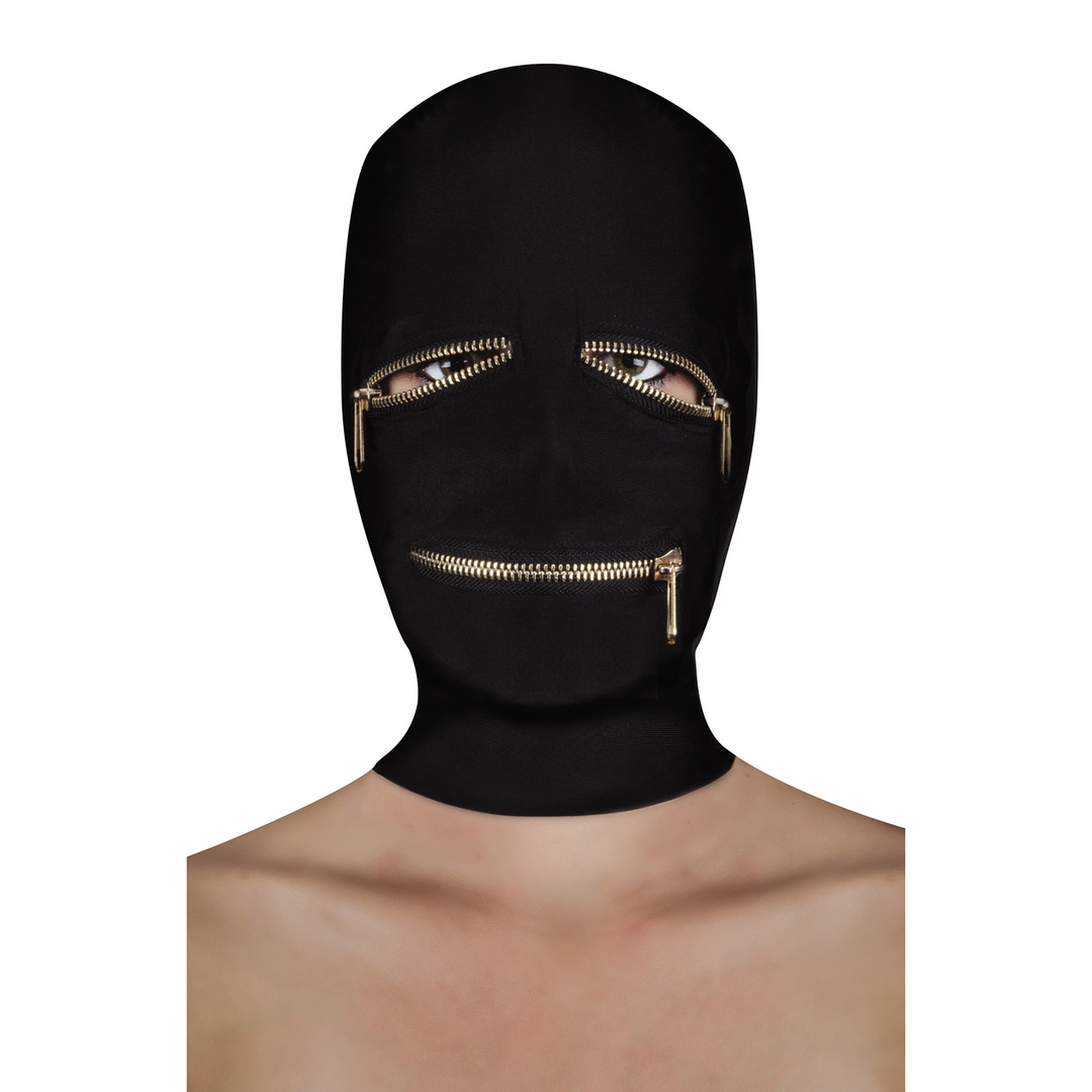 Maske Extreme mit Augen- und Mund-Reißverschluss Schwarz