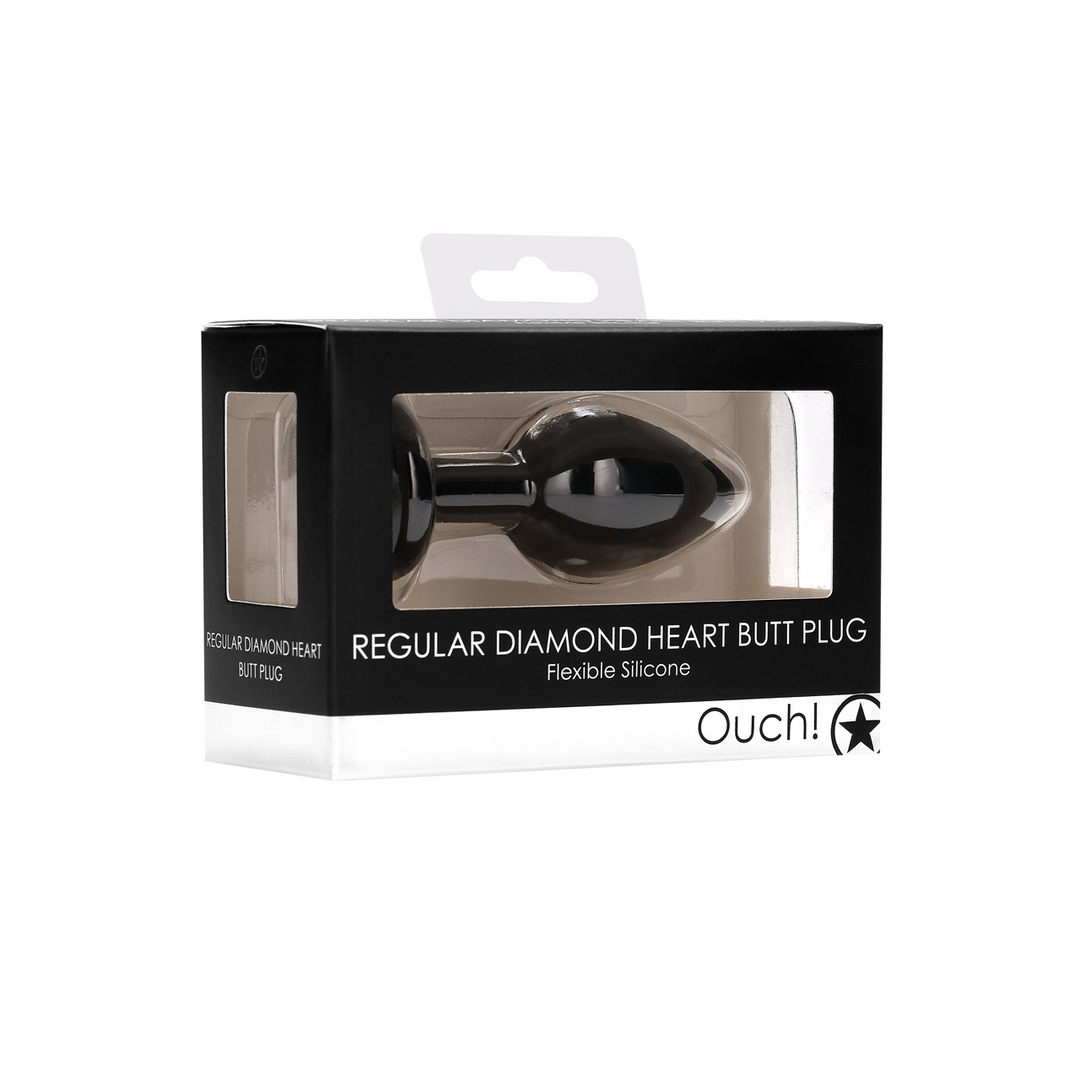 Analplug Diamant Herz Schwarz 6 x Ø 2,8 cm
