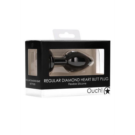 Analplug Diamant Herz Schwarz 6 x Ø 2,8 cm