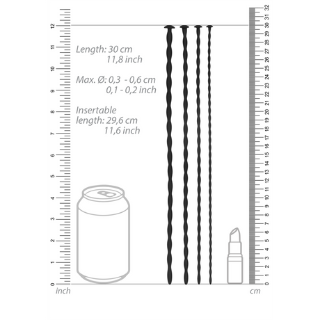 Analplug-Set Spirale Silikon Anfänger Schwarz 29,5 cm