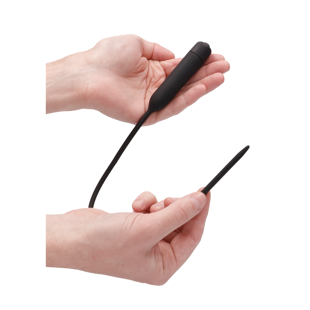 Penisplug mit Vibration Silikon extra lang Schwarz 35 x Ø 0,6 cm