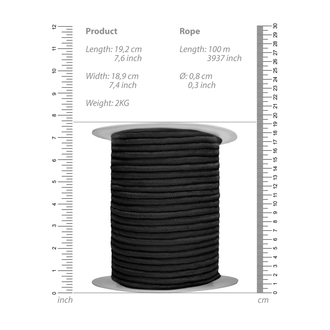 Bondage-Seil Schwarz 100 m x Ø 0,8 cm