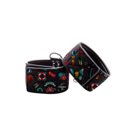 Handschellen bedruckt Schwarz 29,5 cm