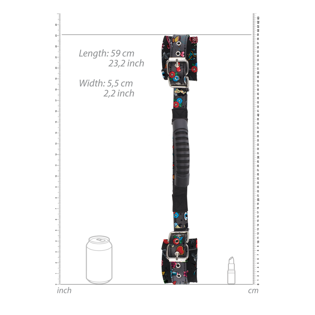 Handschellen bedruckt mit Griff Schwarz 59 cm