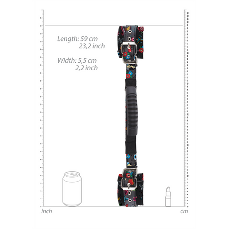 Handschellen bedruckt mit Griff Schwarz 59 cm