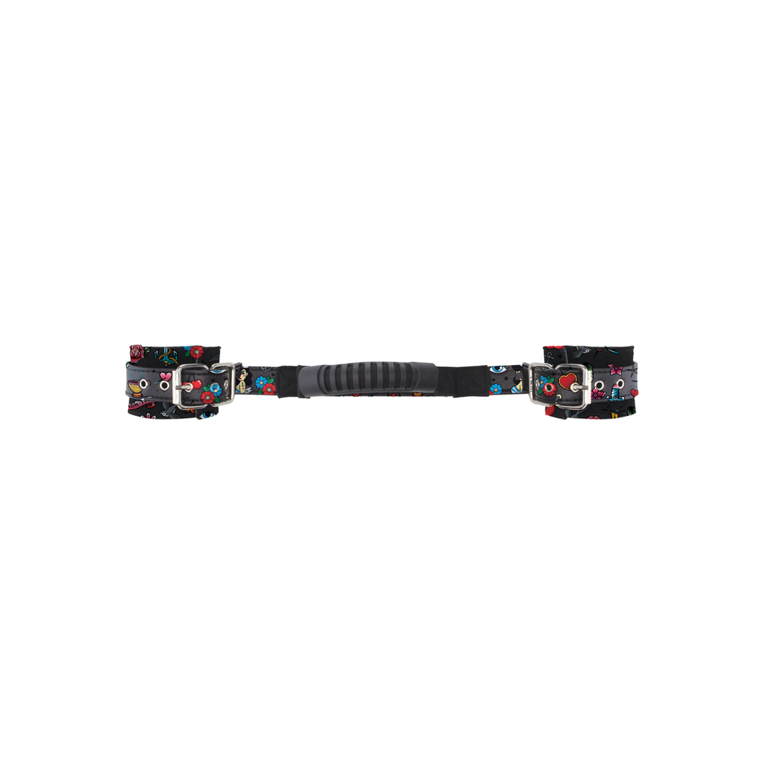 Handschellen bedruckt mit Griff Schwarz 59 cm
