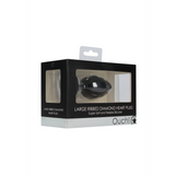 Analplug Diamant Herz gerippt groß Schwarz 7 x Ø 3,5 cm