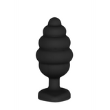 Analplug Diamant Herz gerippt groß Schwarz 7 x Ø 3,5 cm