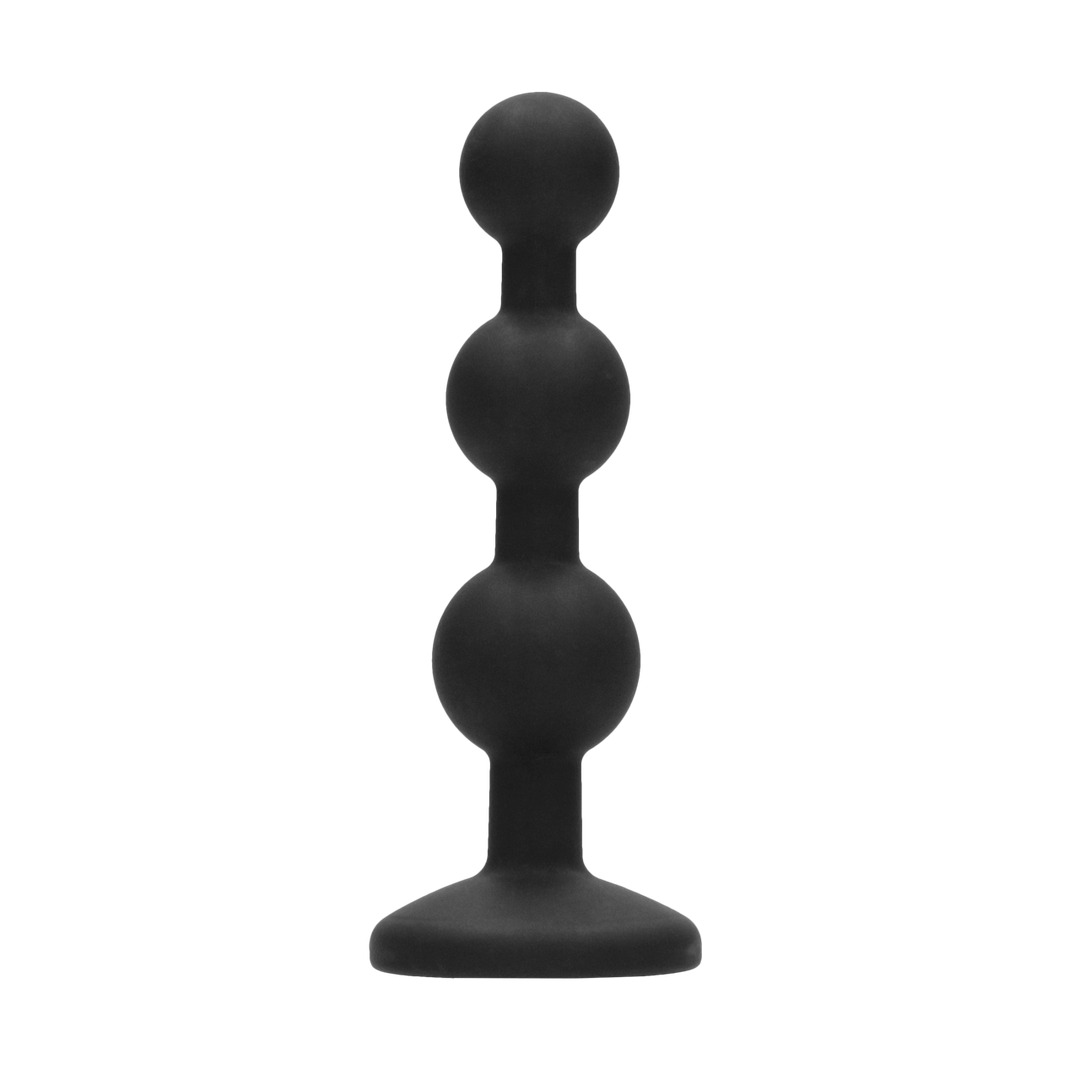 Analplug Silikon mit Perlen und Diamant Schwarz 9,5 x Ø 2,5 cm