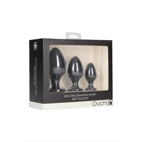 Analplug-Set Diamantform Schwarz