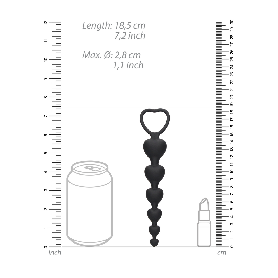 Analkette Herz Schwarz 14,3 x Ø 2,8 cm
