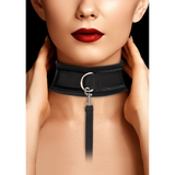 Halsband Samt verstellbar mit Leine Schwarz 51 cm