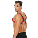 Harness Bulldog Leder mit Schnallen Rot L/XL