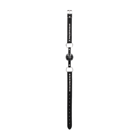 Ballknebel atmungsaktiv diamantbesetzt Schwarz 65 cm
