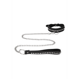Halsband diamantbesetzt mit Leine Schwarz 102 cm