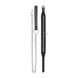 Halsband diamantbesetzt mit Leine Schwarz 102 cm