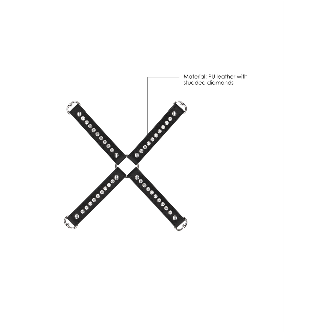 Bondage-Fessel diamantbesetzt Schwarz 34 cm