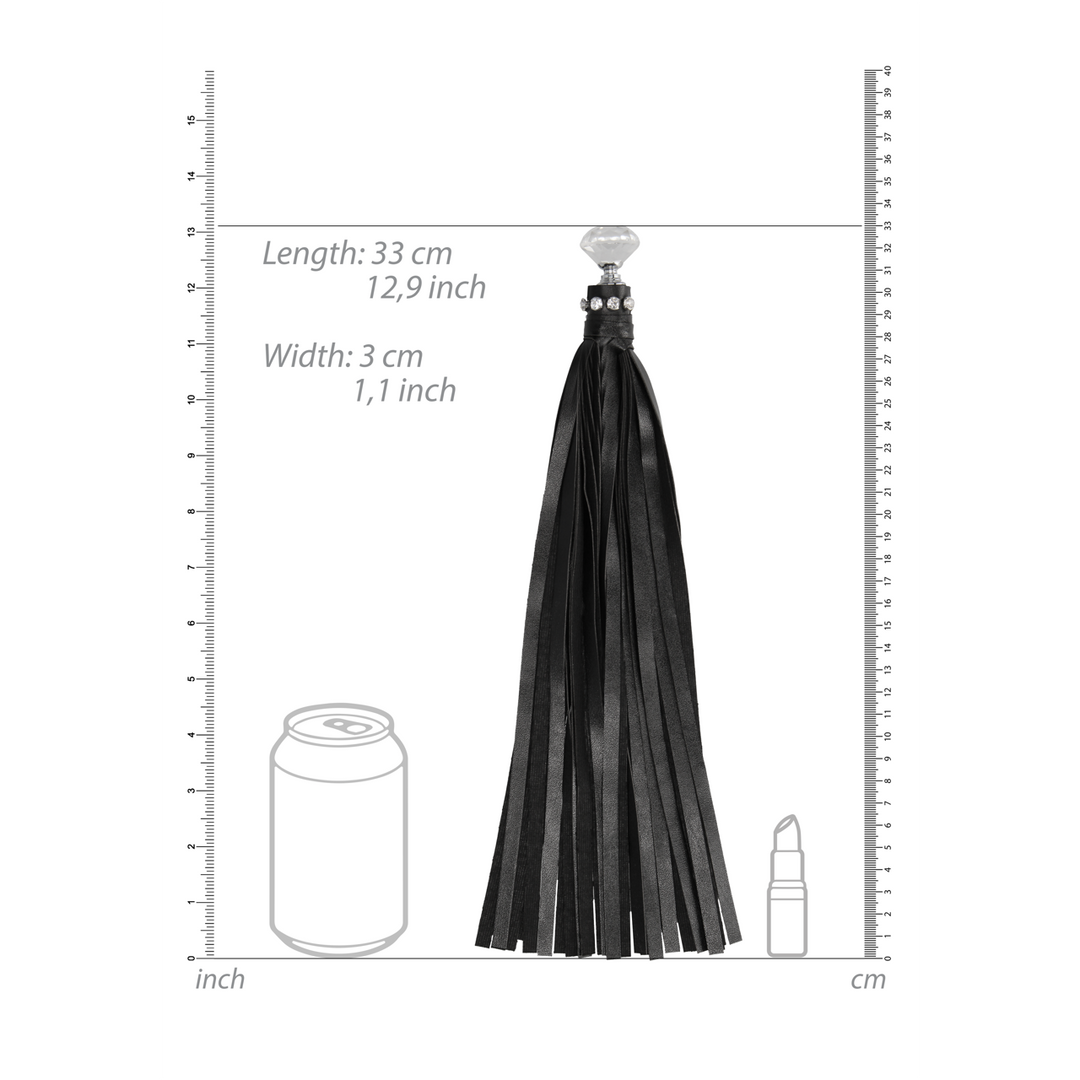 Peitsche diamantbesetzt Schwarz 3 cm