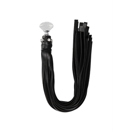 Peitsche diamantbesetzt Schwarz 3 cm