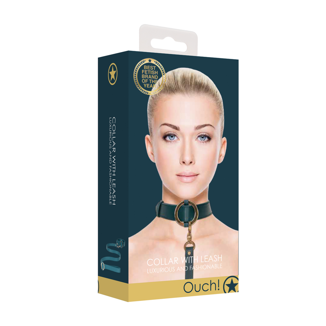 Halsband Luxus mit Leine Grün 110 cm