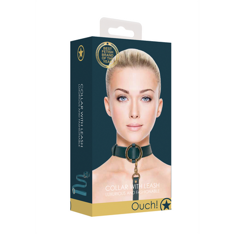 Halsband Luxus mit Leine Grün 110 cm