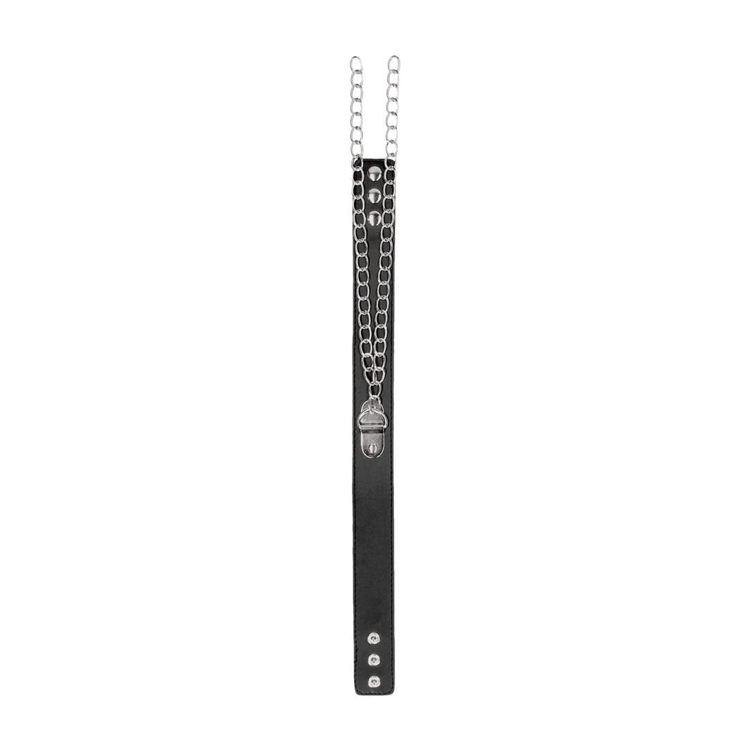 Halsband Kunstleder mit Handschellen Schwarz 70 cm