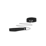 Halsband mit Leine und Handschellen Klettverschluss Schwarz 43 cm