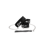 Halsband mit Leine und Handschellen Klettverschluss Schwarz 43 cm