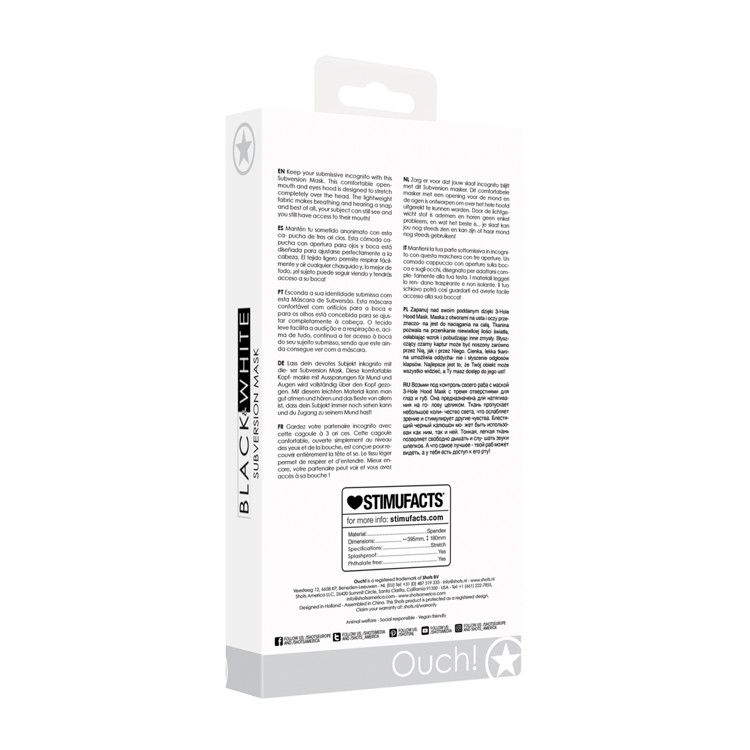 Maske Subversion Schwarz 39,5 cm Modell 2