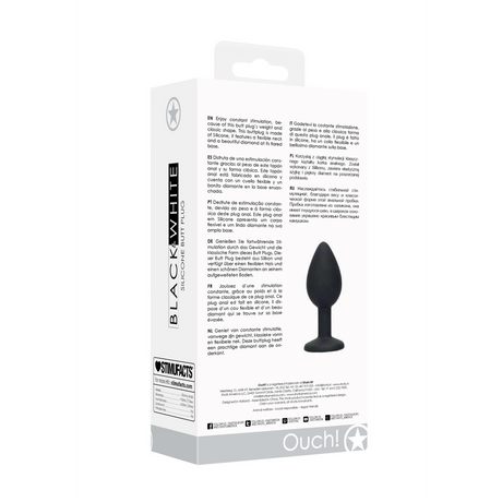 Analplug Silikon mit abnehmbarem Schmuck Schwarz 7,3 x Ø 3,2 cm