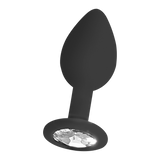 Analplug Silikon mit abnehmbarem Schmuck Schwarz 7,3 x Ø 3,2 cm