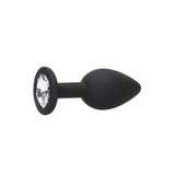 Analplug Silikon mit abnehmbarem Schmuck Schwarz 7,3 x Ø 3,2 cm
