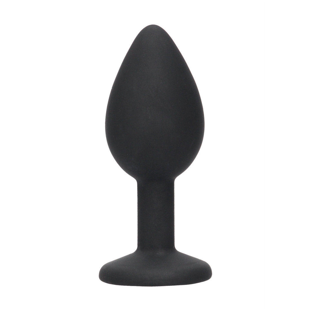 Analplug Silikon mit abnehmbarem Schmuck Schwarz 7,3 x Ø 3,2 cm