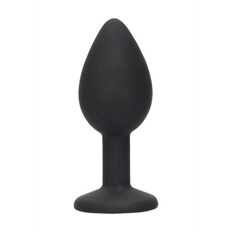 Analplug Silikon mit abnehmbarem Schmuck Schwarz 7,3 x Ø 3,2 cm