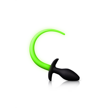 Analplug mit Puppy-Schwanz nachtleuchtend Grün 8 x Ø 3 cm
