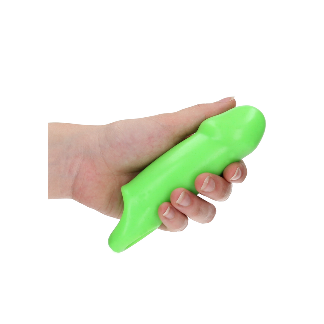 Penishülle dick glatt dehnbar nachtleuchtend Grün 11 x Ø 4 cm