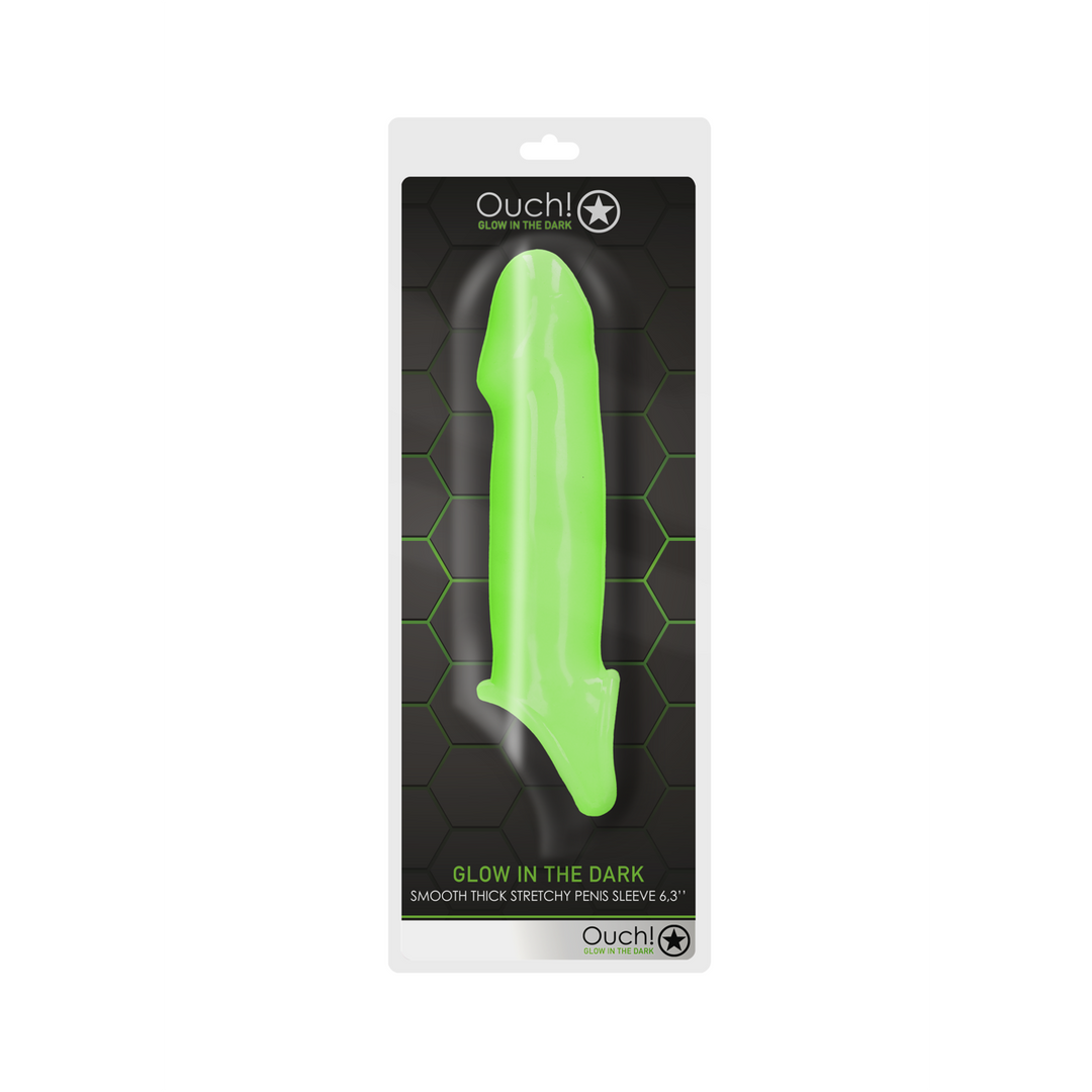 Penishülle dick glatt dehnbar nachtleuchtend Grün 11 x Ø 4 cm