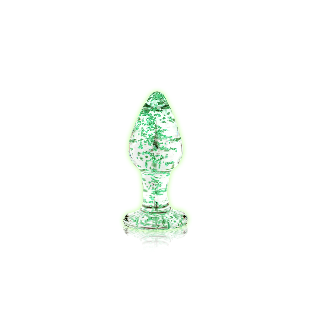 Analplug Glas nachtleuchtend mittel Durchsichtig 7,5 x Ø 3,2 cm