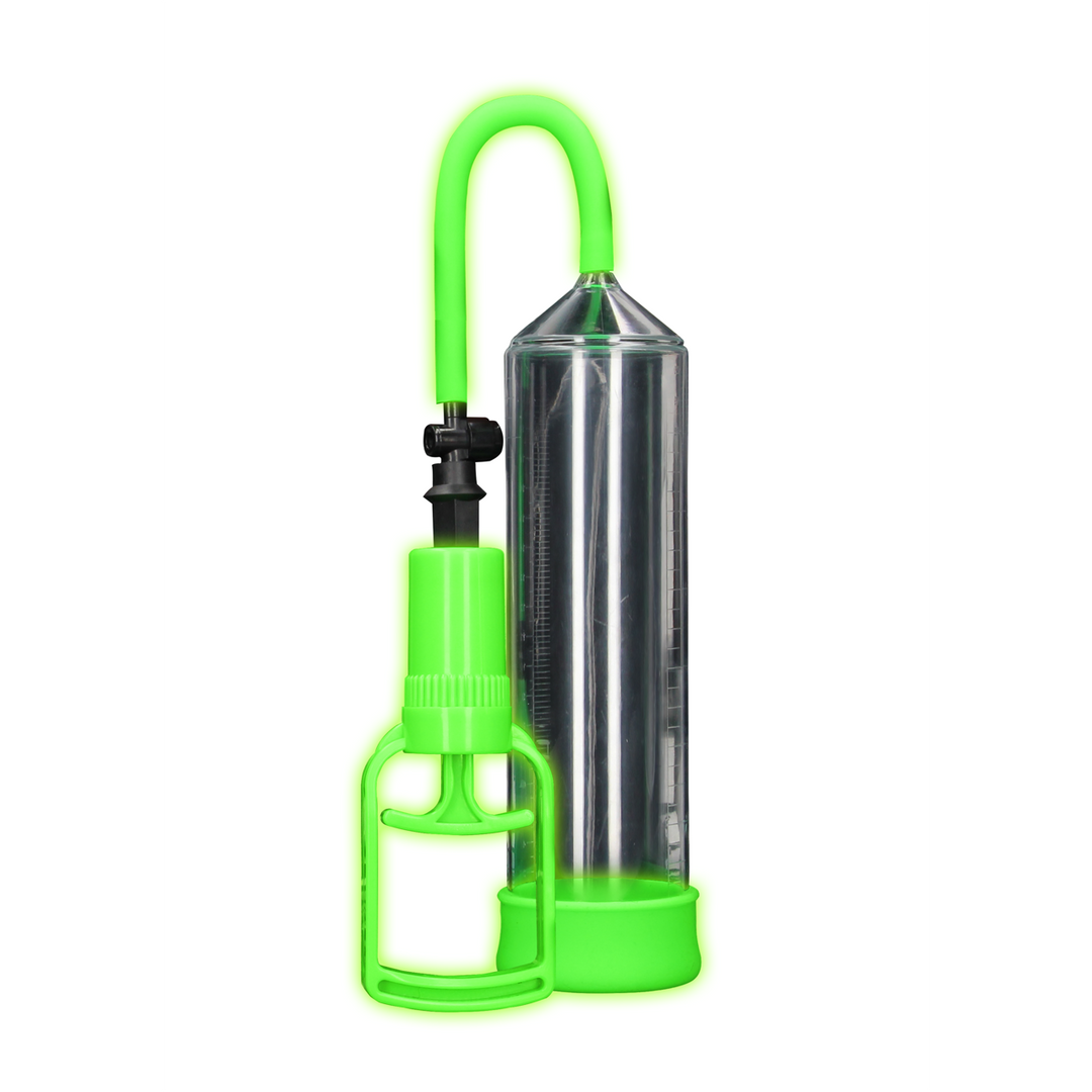 Penispumpe Komfort für Anfänger nachtleuchtend Grün 21 x Ø 6,5 cm