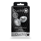 Analplug Edelstein rund klein Silber/Diamant 6,2 x Ø 2,7 cm