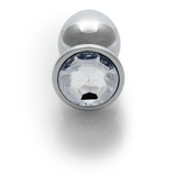 Analplug Edelstein rund mittel Silber/Diamant 7,1 x Ø 3,4 cm